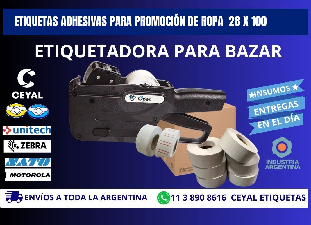 ETIQUETAS ADHESIVAS PARA PROMOCIÓN DE ROPA 28 x 100