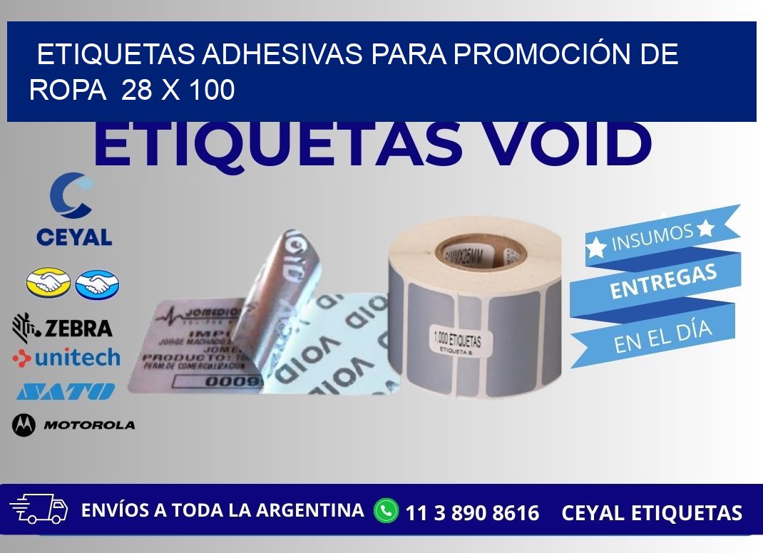 ETIQUETAS ADHESIVAS PARA PROMOCIÓN DE ROPA 28 x 100