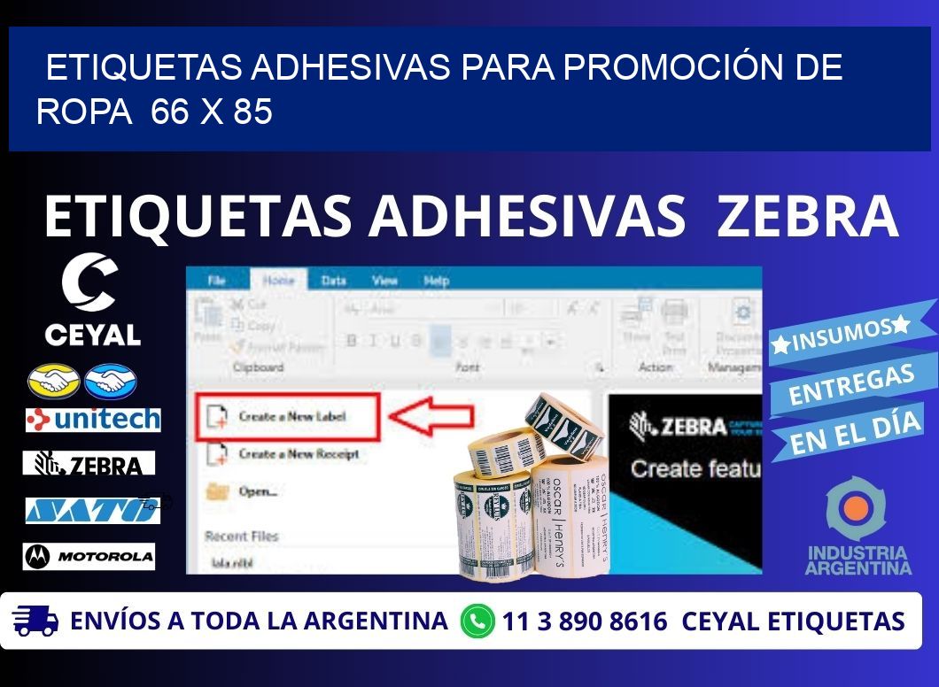 ETIQUETAS ADHESIVAS PARA PROMOCIÓN DE ROPA 66 x 85