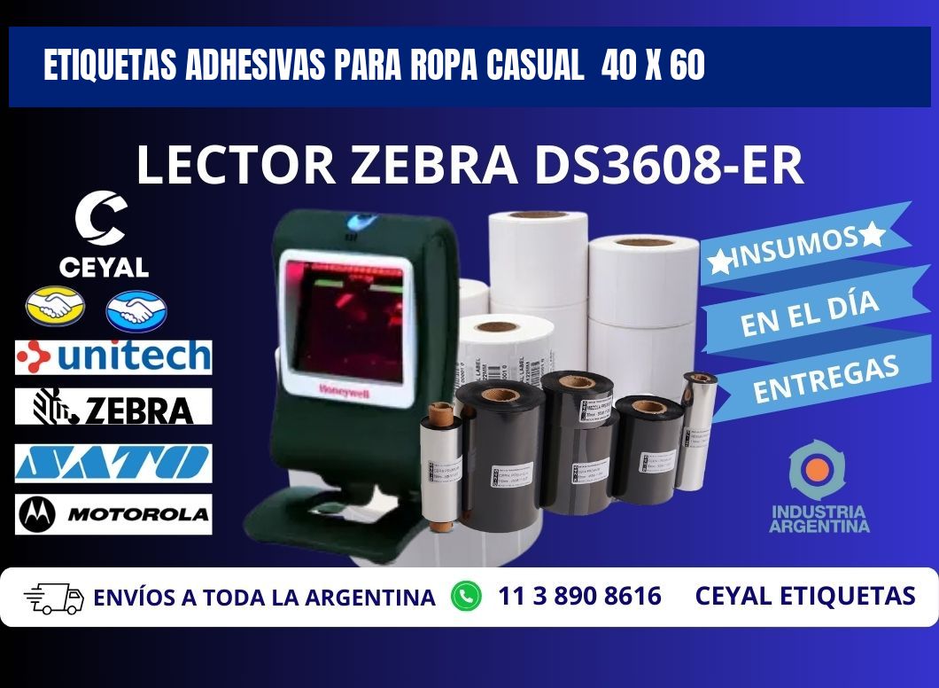 ETIQUETAS ADHESIVAS PARA ROPA CASUAL  40 x 60
