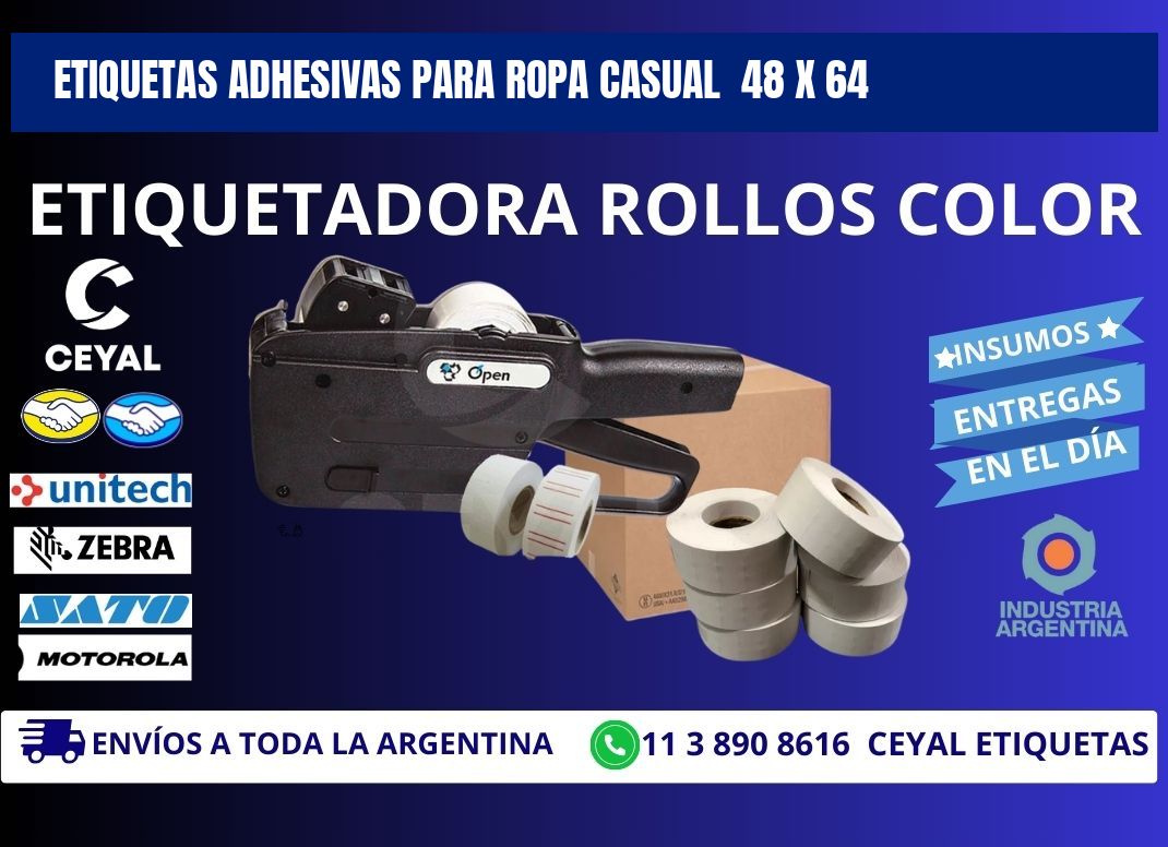 ETIQUETAS ADHESIVAS PARA ROPA CASUAL 48 x 64