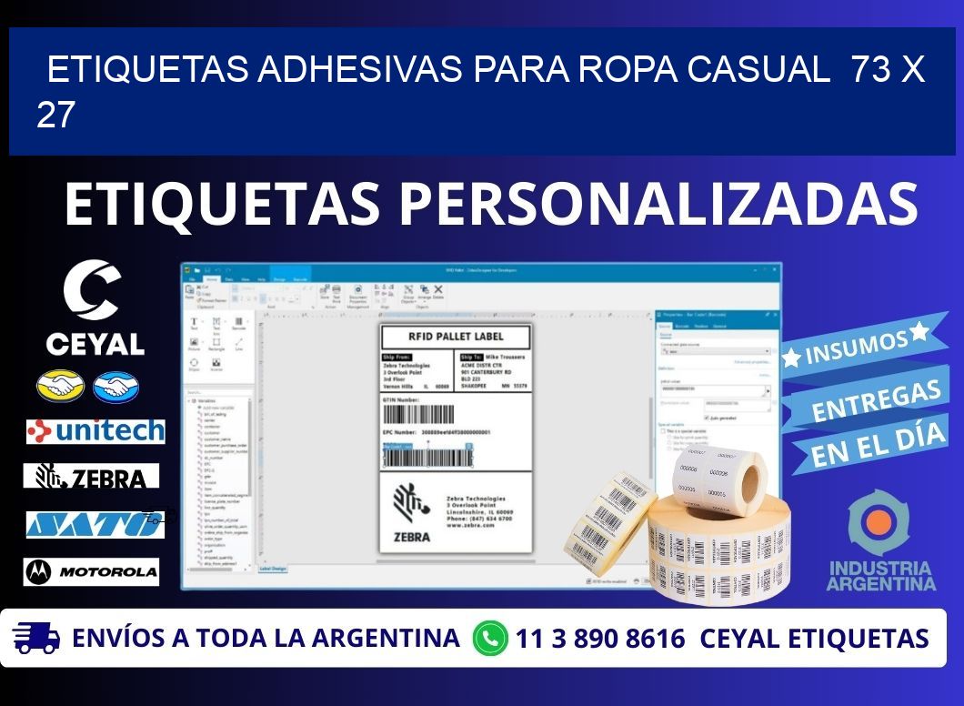 ETIQUETAS ADHESIVAS PARA ROPA CASUAL 73 x 27