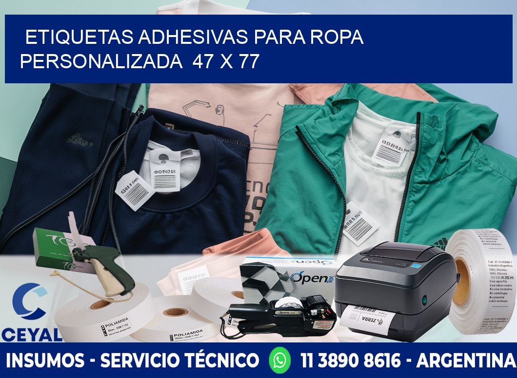 ETIQUETAS ADHESIVAS PARA ROPA PERSONALIZADA  47 x 77