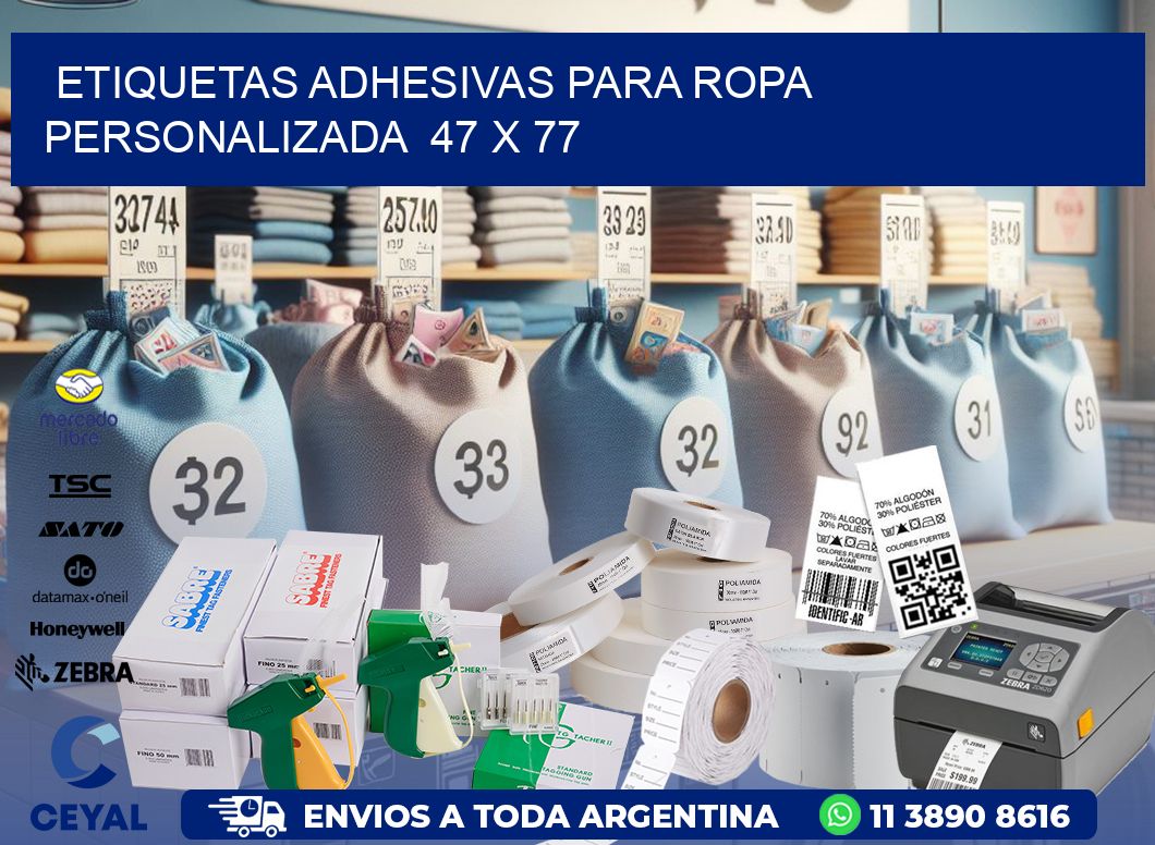 ETIQUETAS ADHESIVAS PARA ROPA PERSONALIZADA  47 x 77