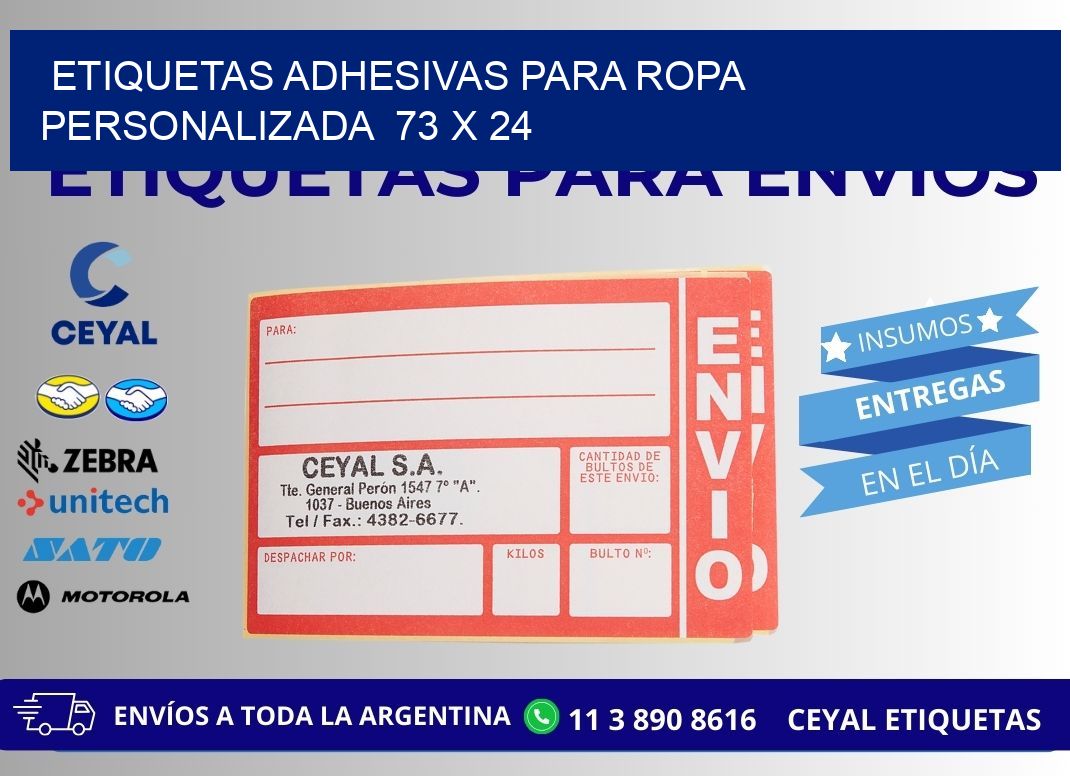 ETIQUETAS ADHESIVAS PARA ROPA PERSONALIZADA 73 x 24