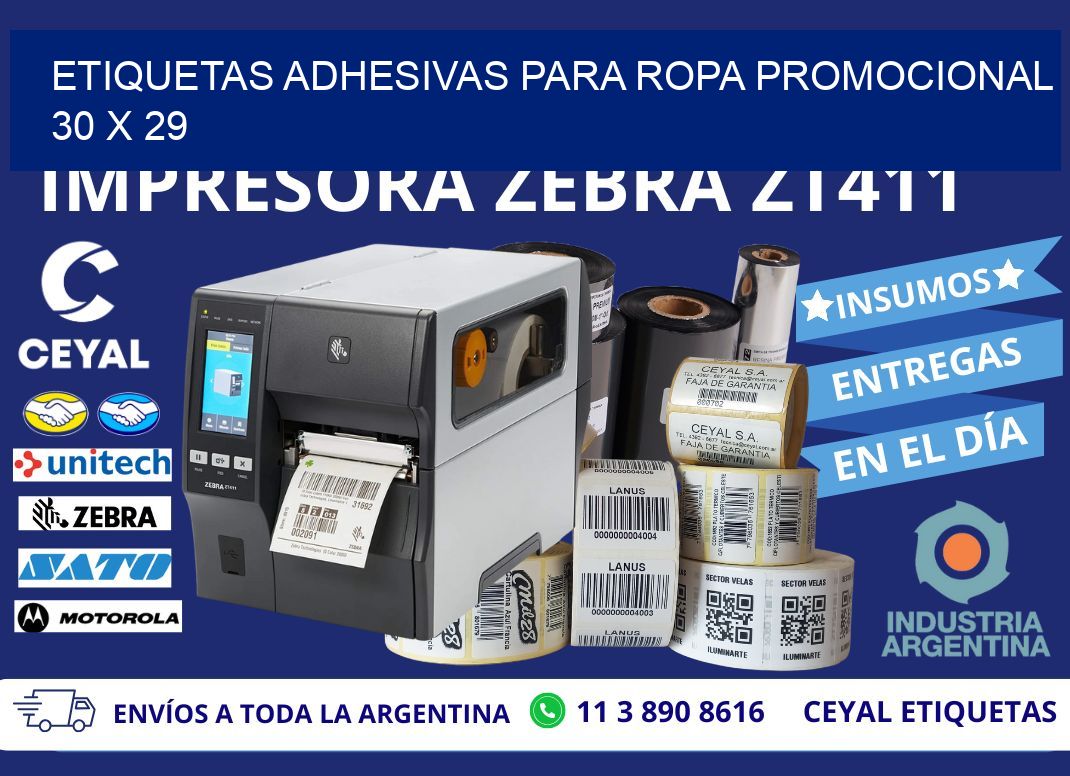 ETIQUETAS ADHESIVAS PARA ROPA PROMOCIONAL 30 x 29