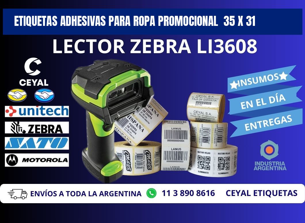 ETIQUETAS ADHESIVAS PARA ROPA PROMOCIONAL 35 x 31