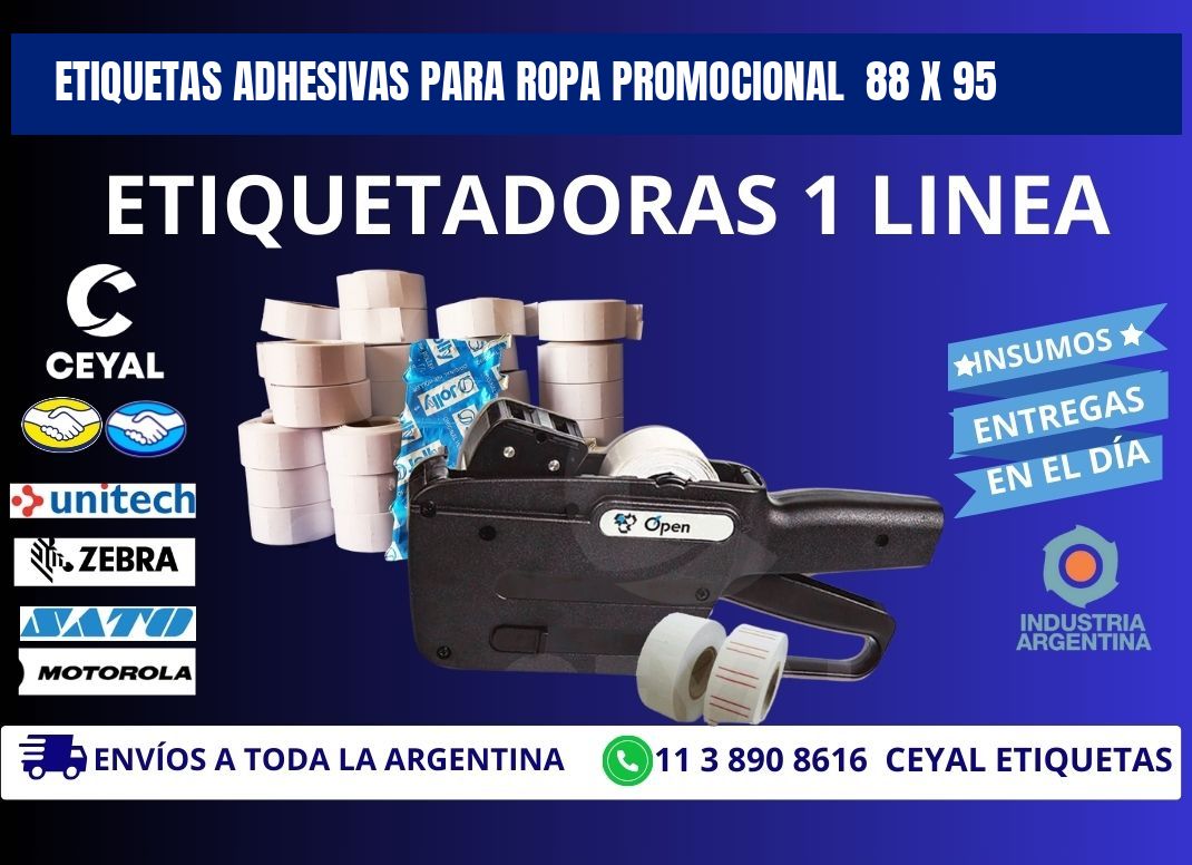 ETIQUETAS ADHESIVAS PARA ROPA PROMOCIONAL 88 x 95