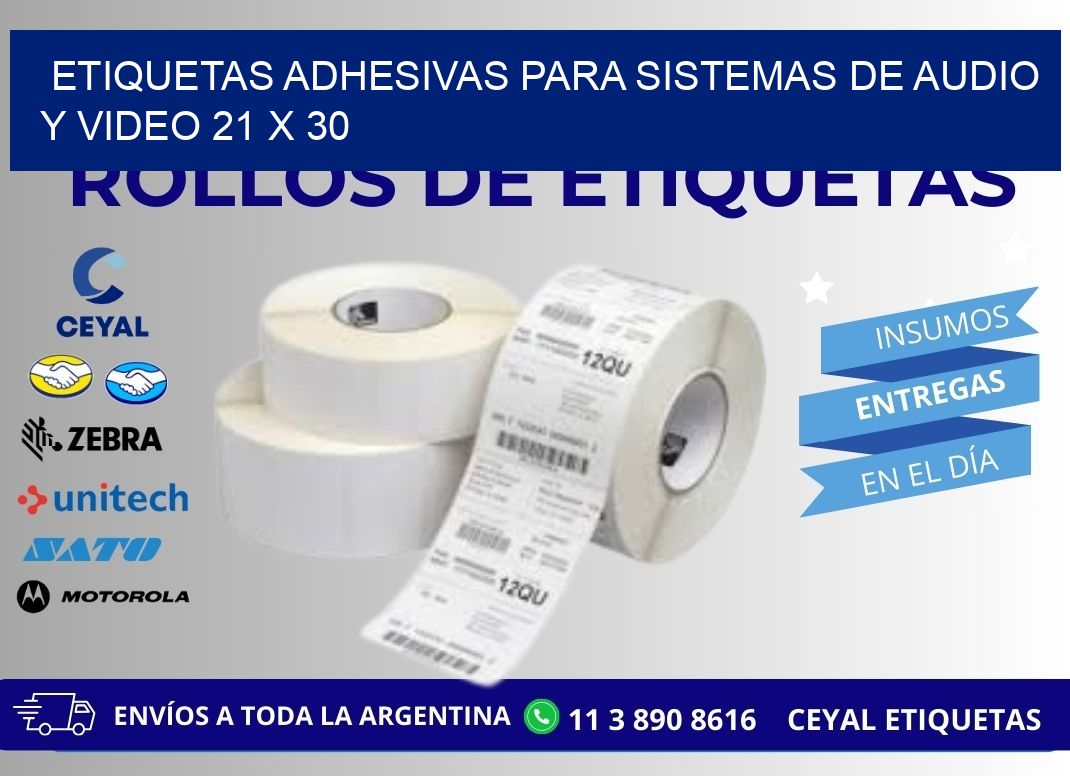 ETIQUETAS ADHESIVAS PARA SISTEMAS DE AUDIO Y VIDEO 21 x 30