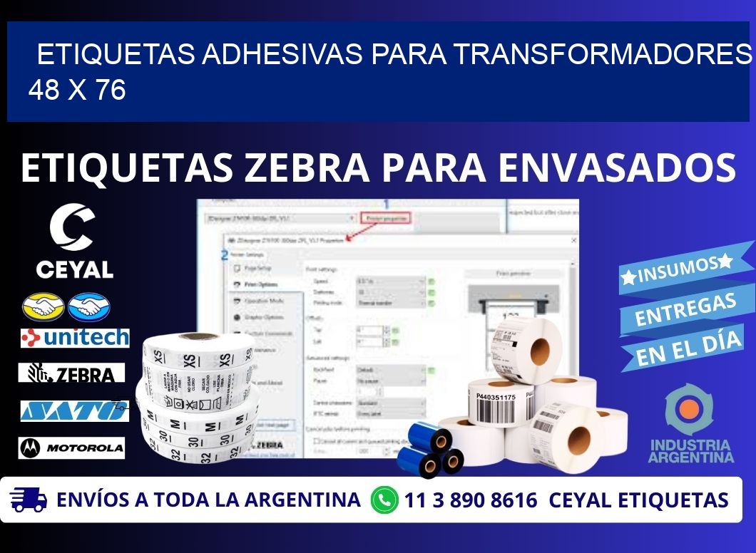 ETIQUETAS ADHESIVAS PARA TRANSFORMADORES 48 x 76
