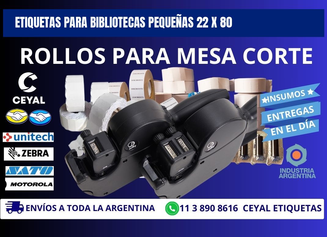 ETIQUETAS PARA BIBLIOTECAS PEQUEÑAS 22 x 80