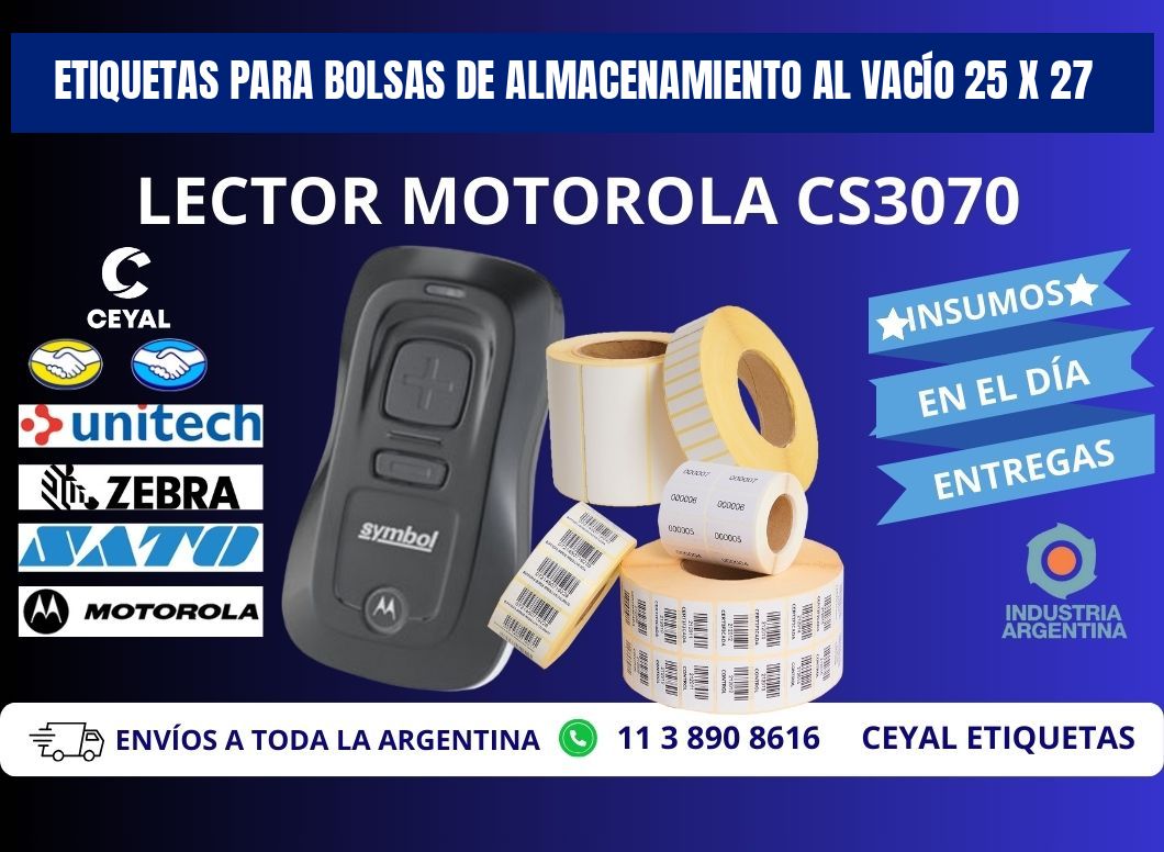 ETIQUETAS PARA BOLSAS DE ALMACENAMIENTO AL VACÍO 25 x 27