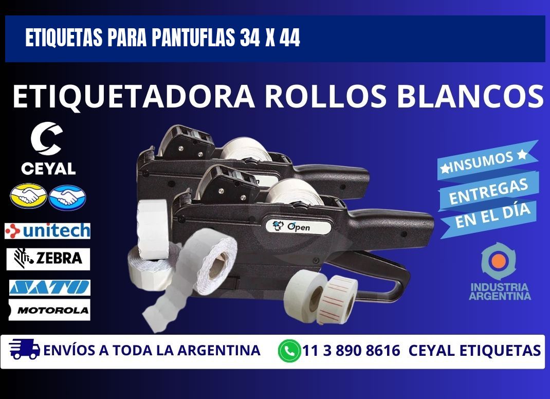 ETIQUETAS PARA PANTUFLAS 34 x 44