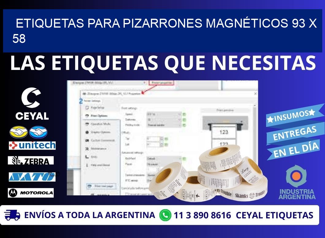 ETIQUETAS PARA PIZARRONES MAGNÉTICOS 93 x 58