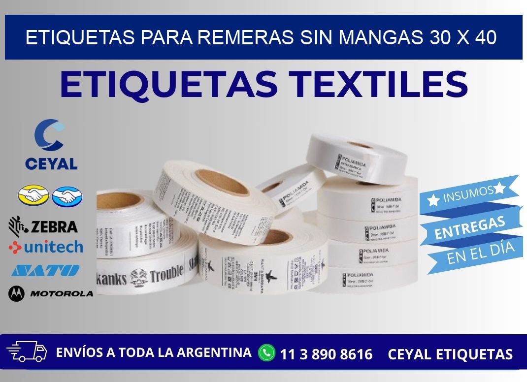 ETIQUETAS PARA REMERAS SIN MANGAS 30 x 40