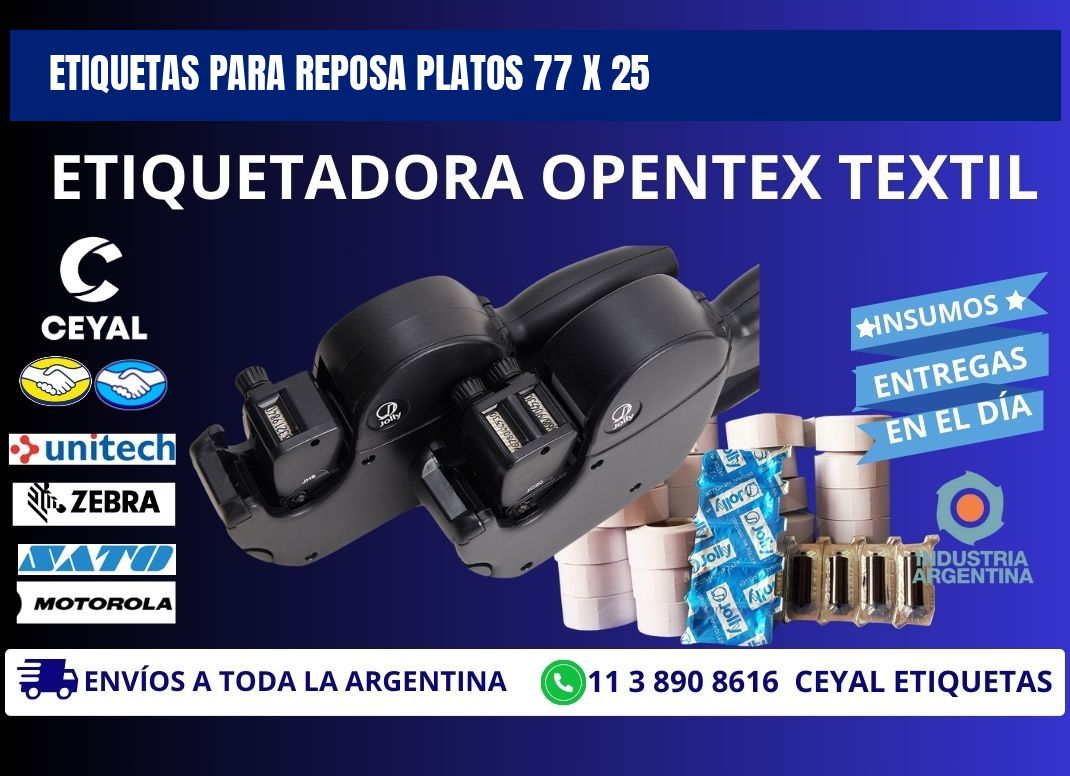 ETIQUETAS PARA REPOSA PLATOS 77 x 25