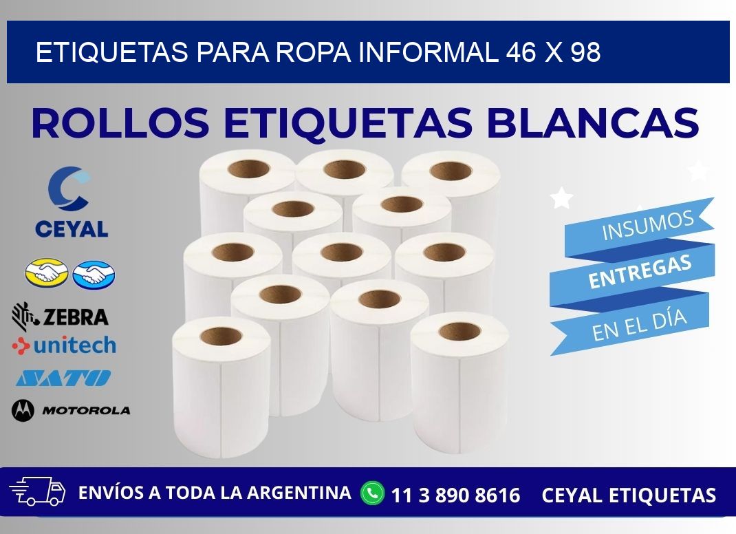 ETIQUETAS PARA ROPA INFORMAL 46 x 98