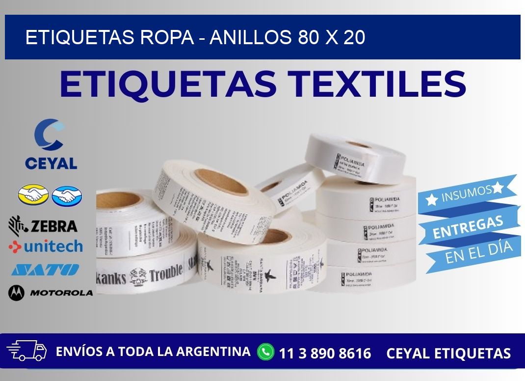 ETIQUETAS ROPA - ANILLOS 80 x 20