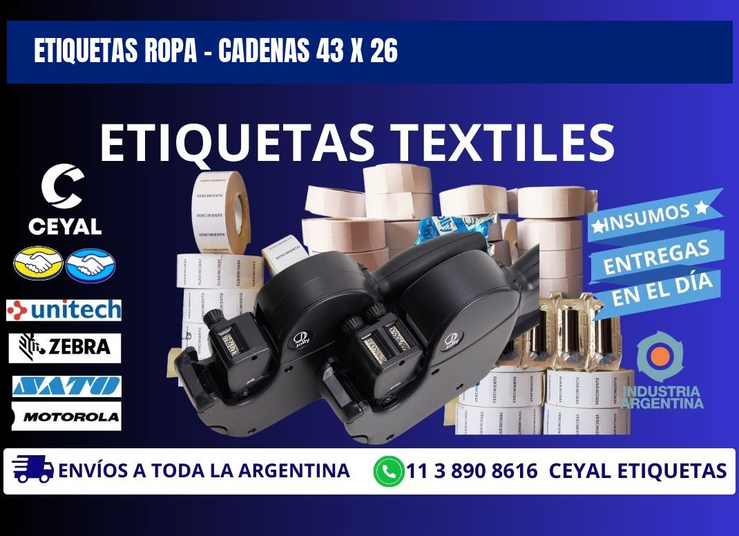 ETIQUETAS ROPA - CADENAS 43 x 26