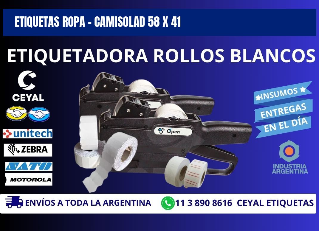 ETIQUETAS ROPA - CAMISOLAD 58 x 41