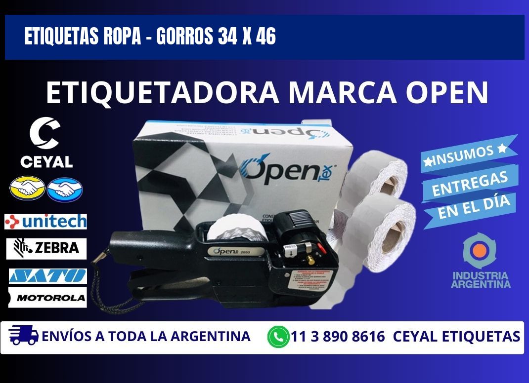 ETIQUETAS ROPA - GORROS 34 x 46
