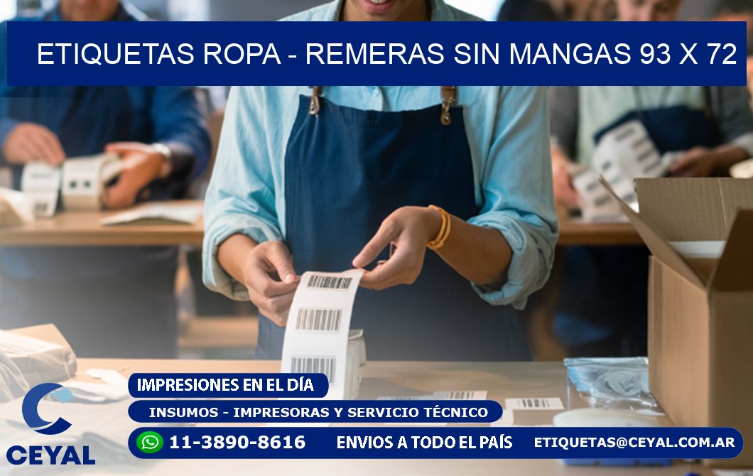 ETIQUETAS ROPA - REMERAS SIN MANGAS 93 x 72