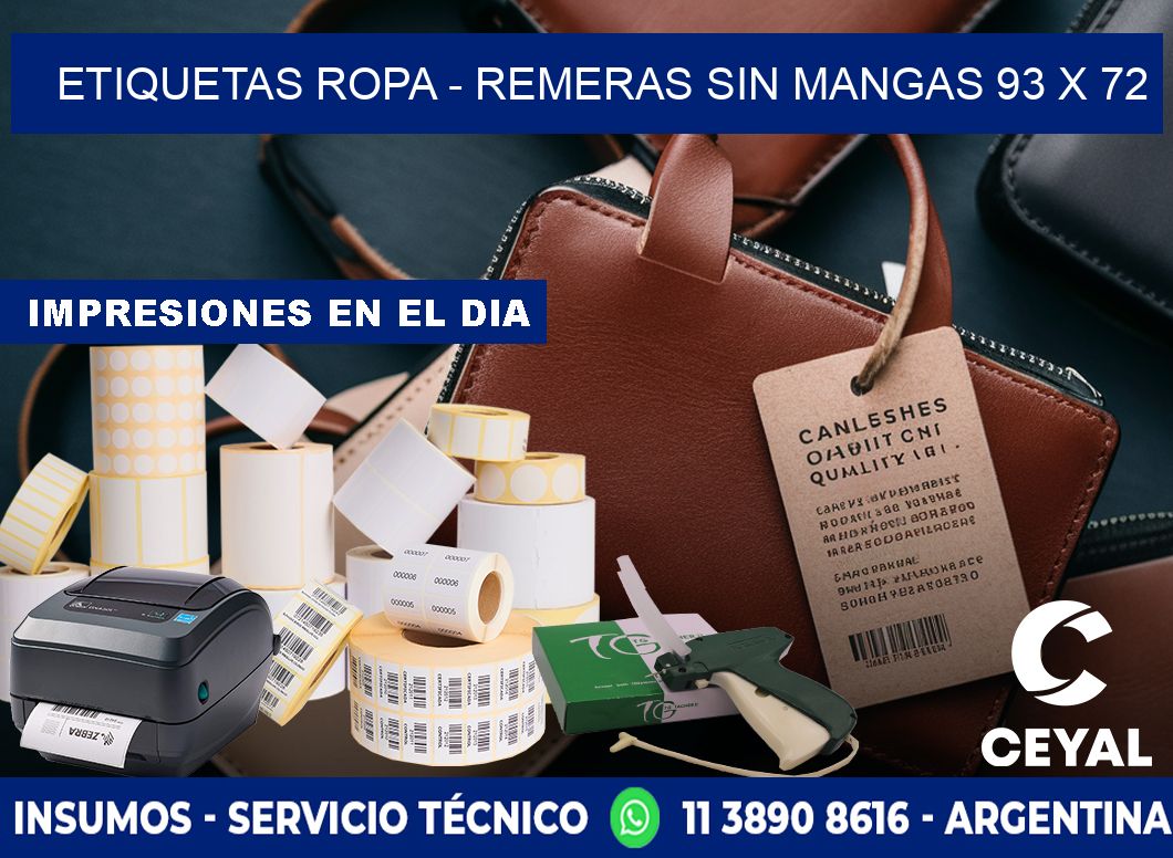 ETIQUETAS ROPA - REMERAS SIN MANGAS 93 x 72