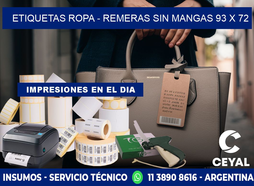 ETIQUETAS ROPA - REMERAS SIN MANGAS 93 x 72