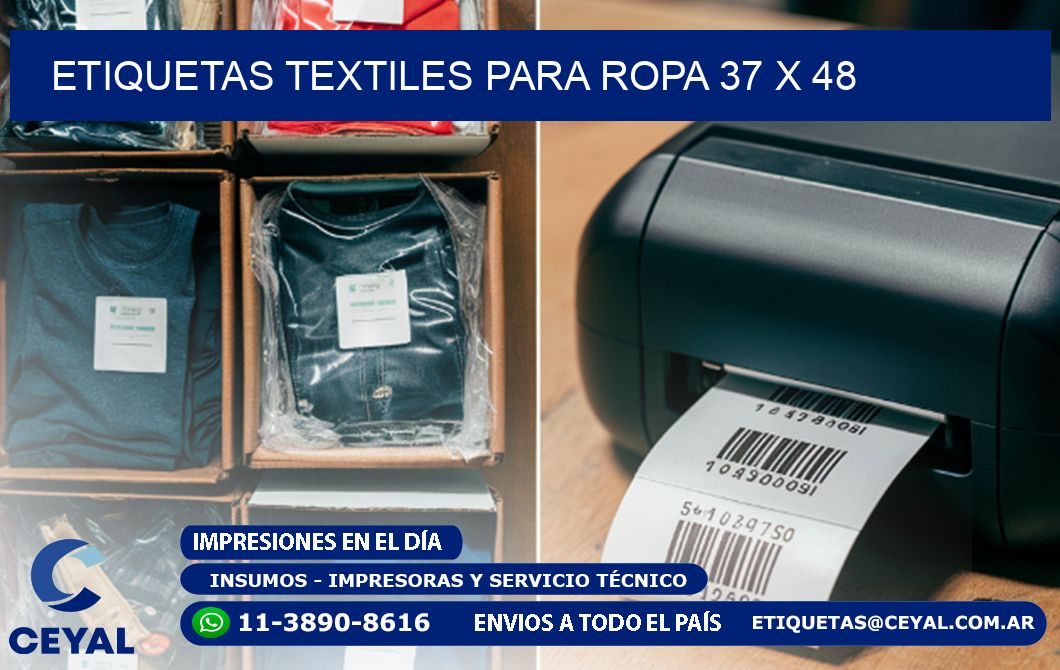 ETIQUETAS TEXTILES PARA ROPA 37 x 48