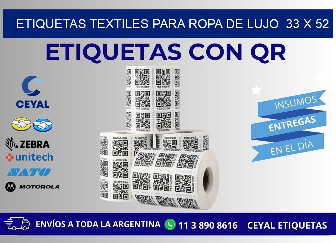 ETIQUETAS TEXTILES PARA ROPA DE LUJO 33 x 52