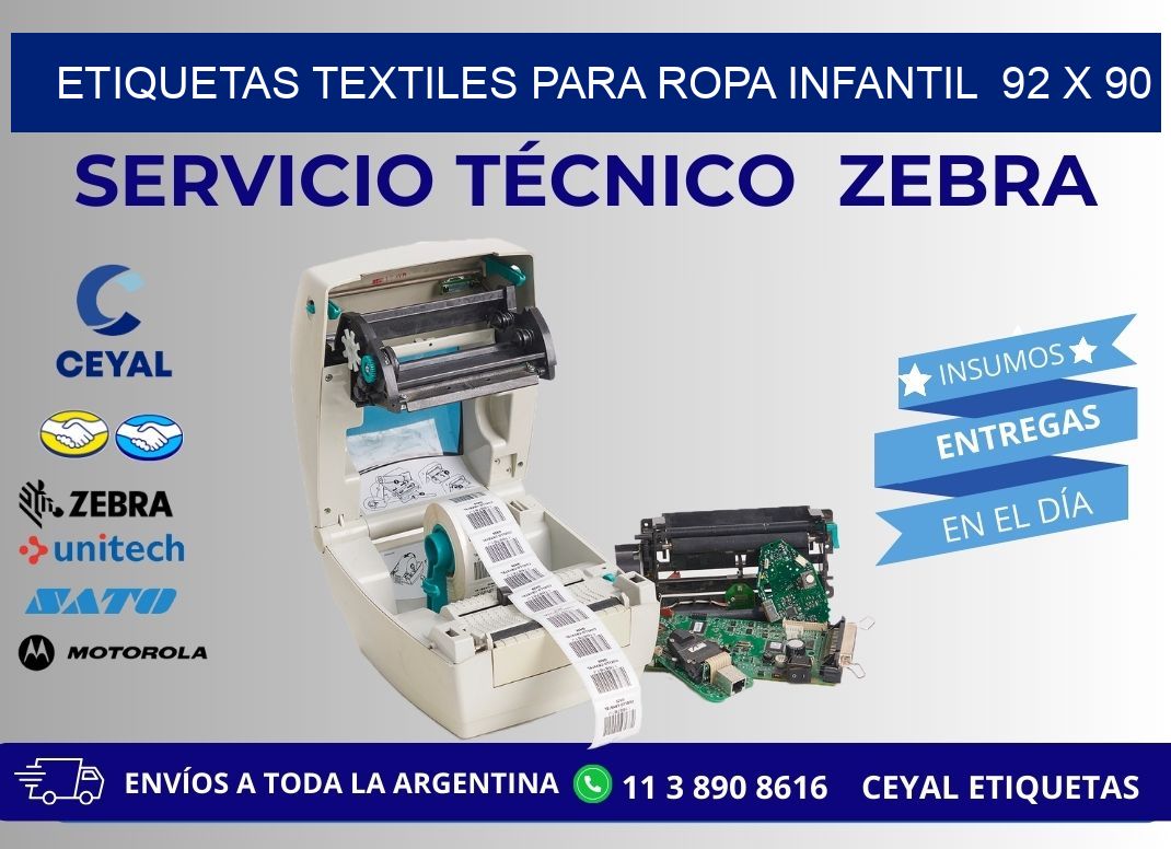 ETIQUETAS TEXTILES PARA ROPA INFANTIL 92 x 90