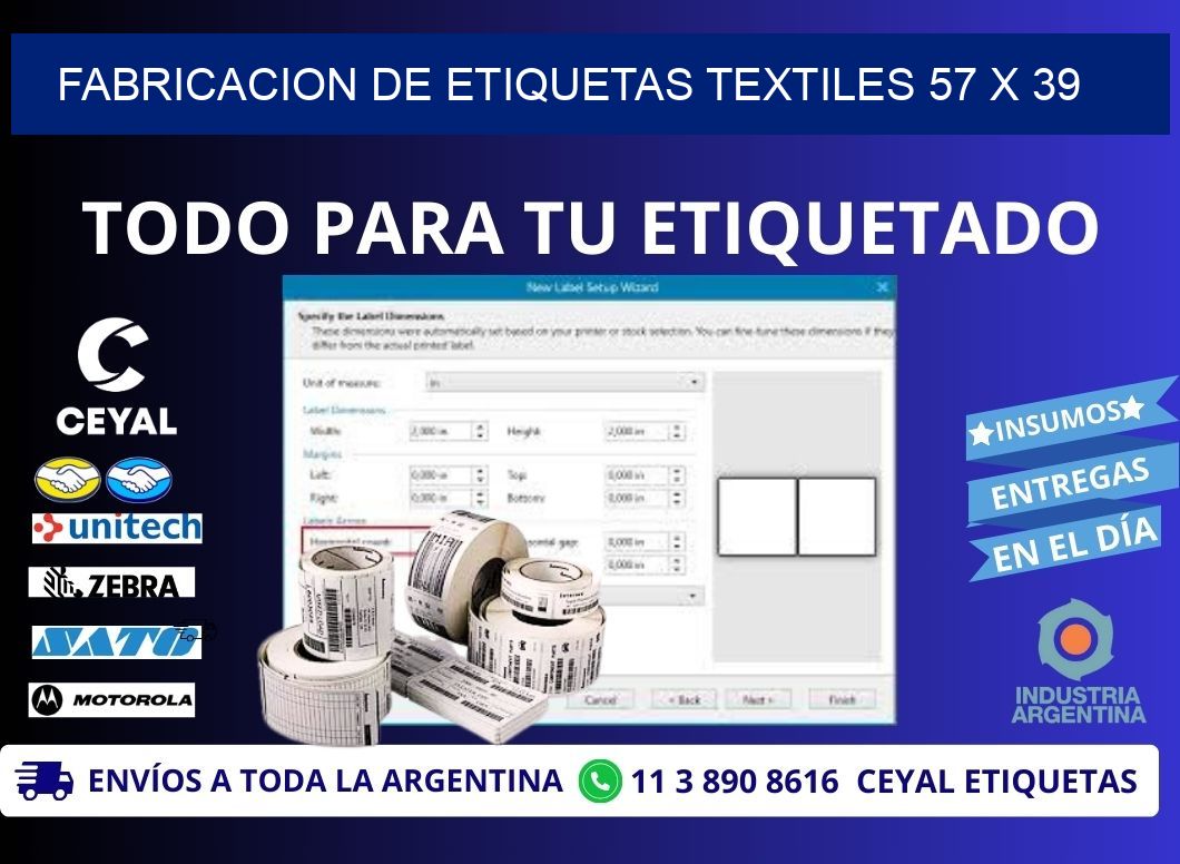FABRICACION DE ETIQUETAS TEXTILES 57 x 39