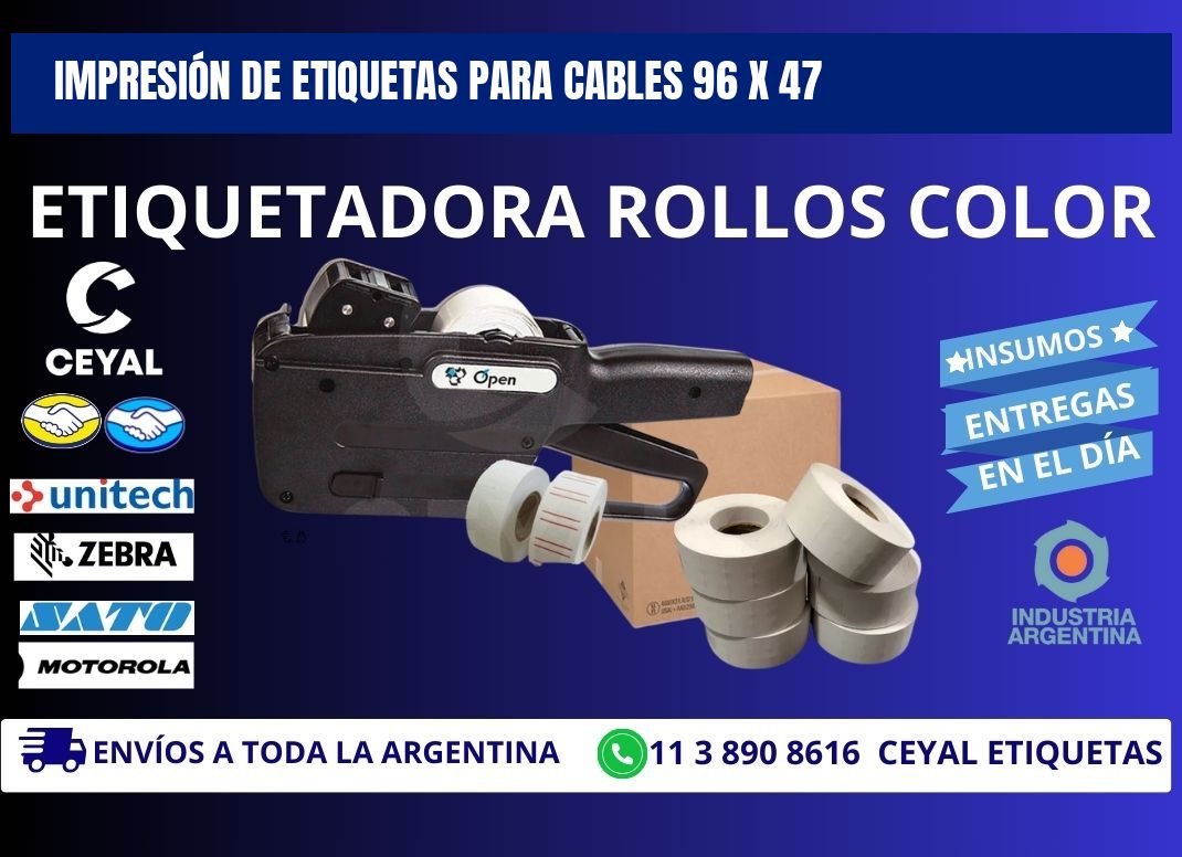IMPRESIÓN DE ETIQUETAS PARA CABLES 96 x 47