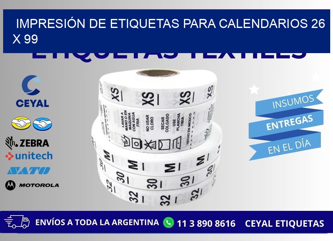 IMPRESIÓN DE ETIQUETAS PARA CALENDARIOS 26 x 99
