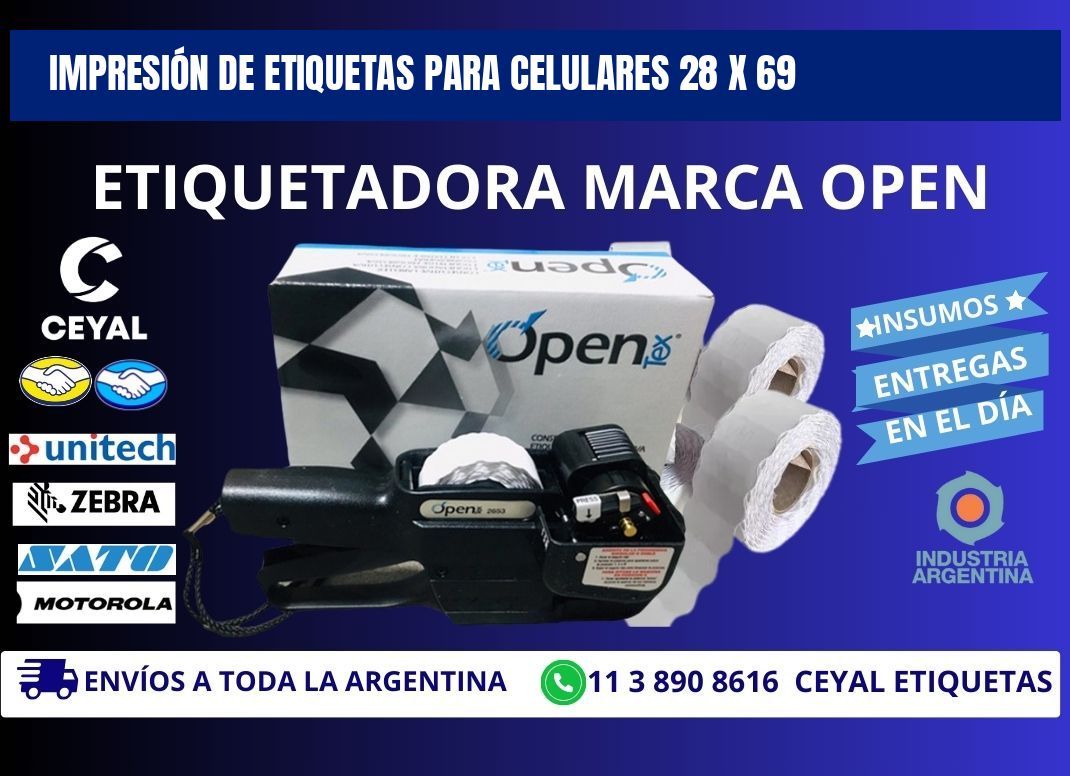 IMPRESIÓN DE ETIQUETAS PARA CELULARES 28 x 69