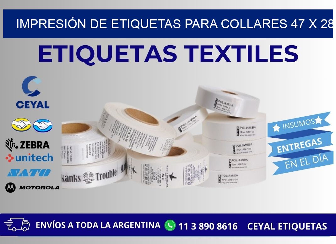 IMPRESIÓN DE ETIQUETAS PARA COLLARES 47 x 28