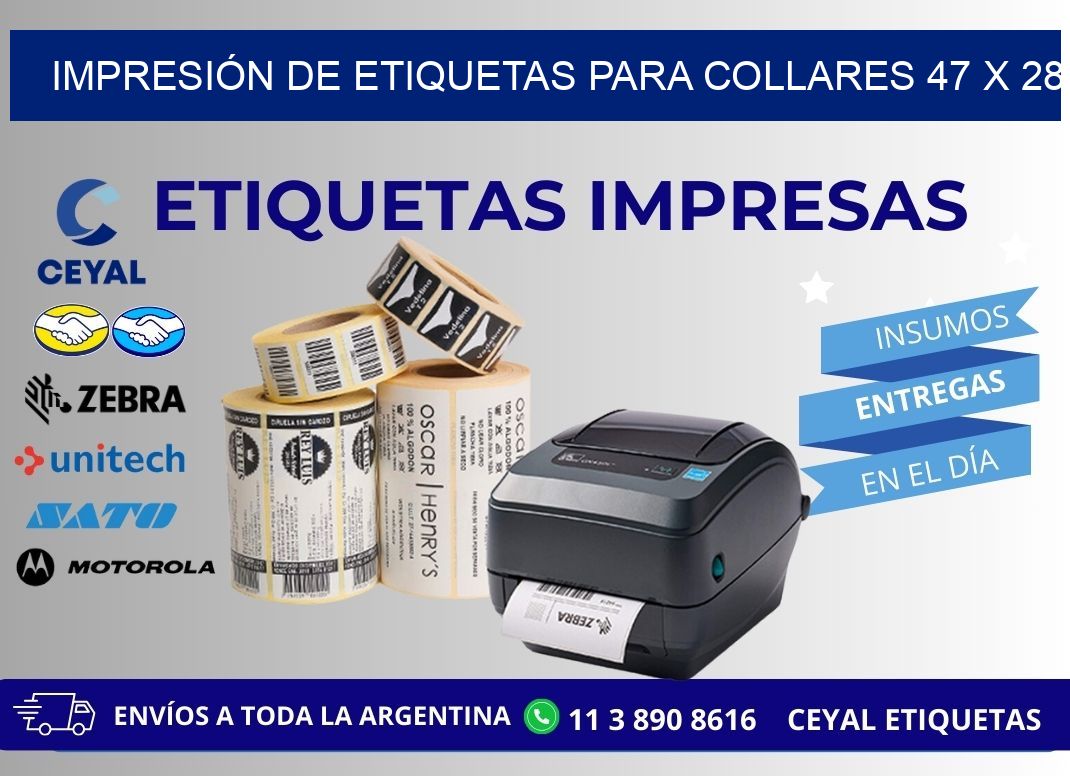 IMPRESIÓN DE ETIQUETAS PARA COLLARES 47 x 28