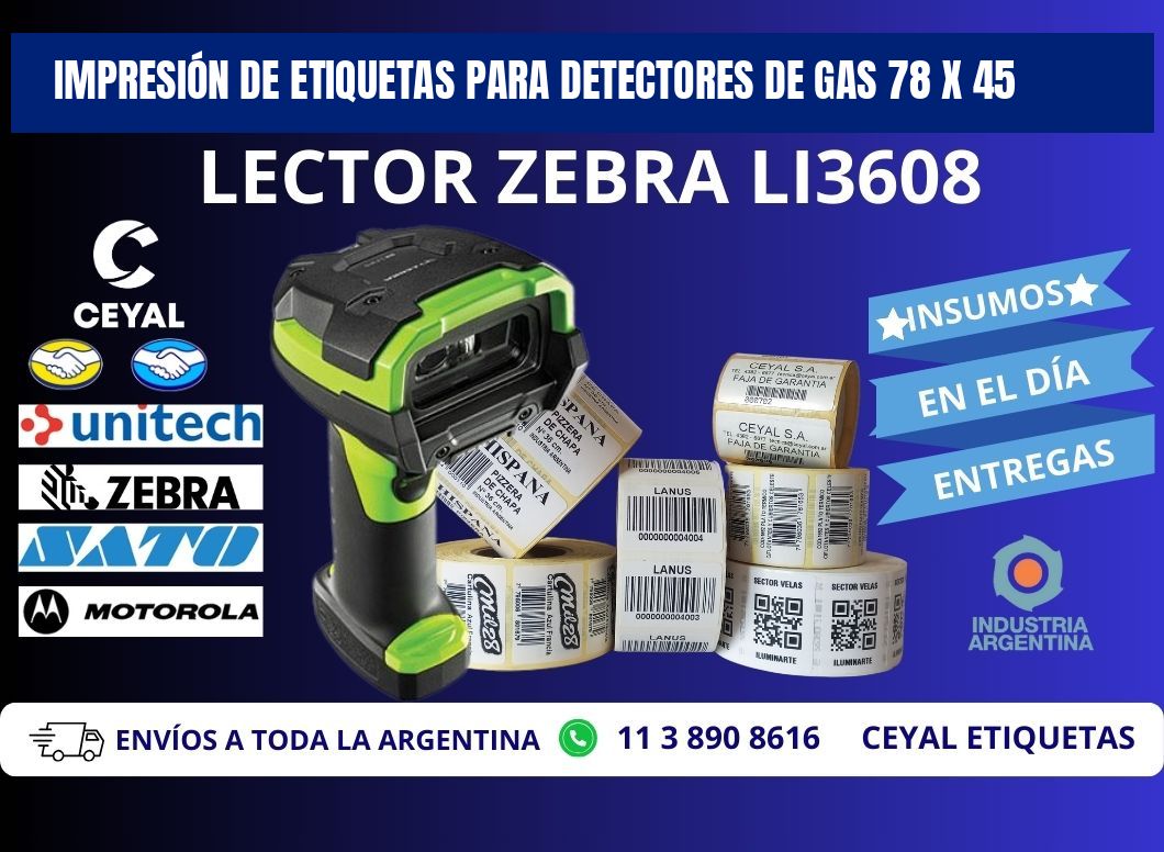 IMPRESIÓN DE ETIQUETAS PARA DETECTORES DE GAS 78 x 45
