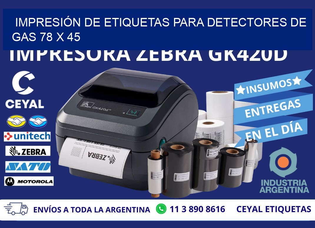 IMPRESIÓN DE ETIQUETAS PARA DETECTORES DE GAS 78 x 45