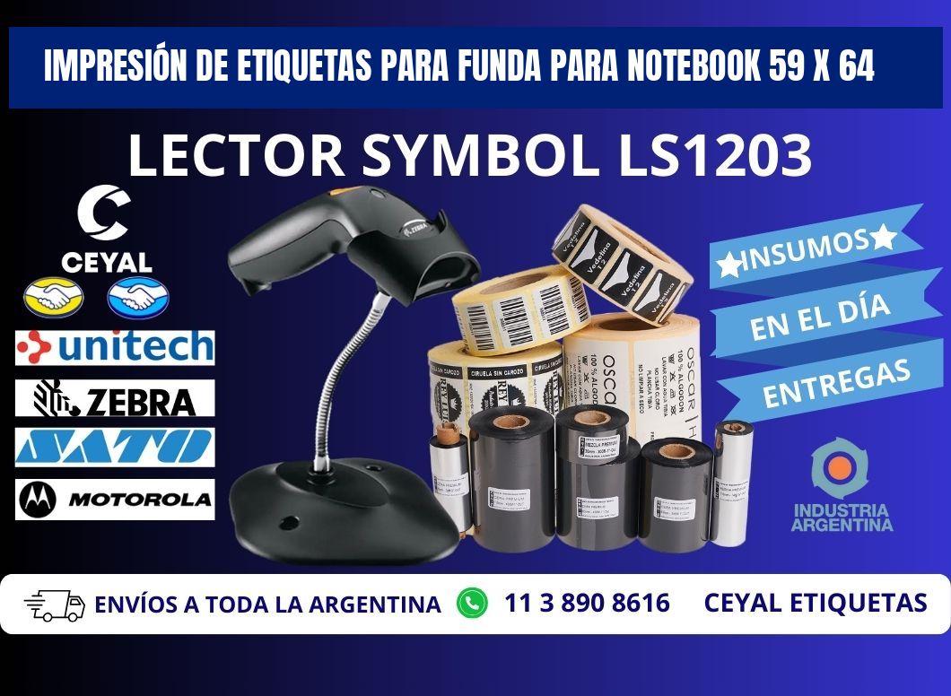 IMPRESIÓN DE ETIQUETAS PARA FUNDA PARA NOTEBOOK 59 x 64