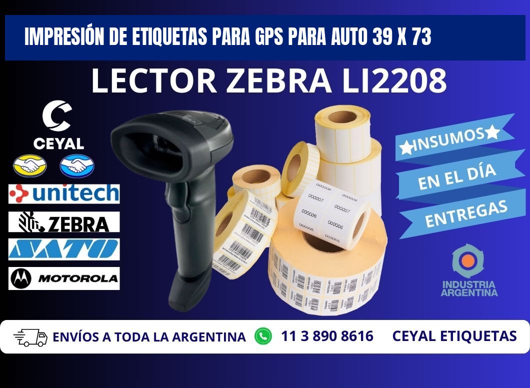 IMPRESIÓN DE ETIQUETAS PARA GPS PARA AUTO 39 x 73