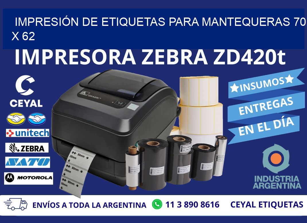 IMPRESIÓN DE ETIQUETAS PARA MANTEQUERAS 70 x 62