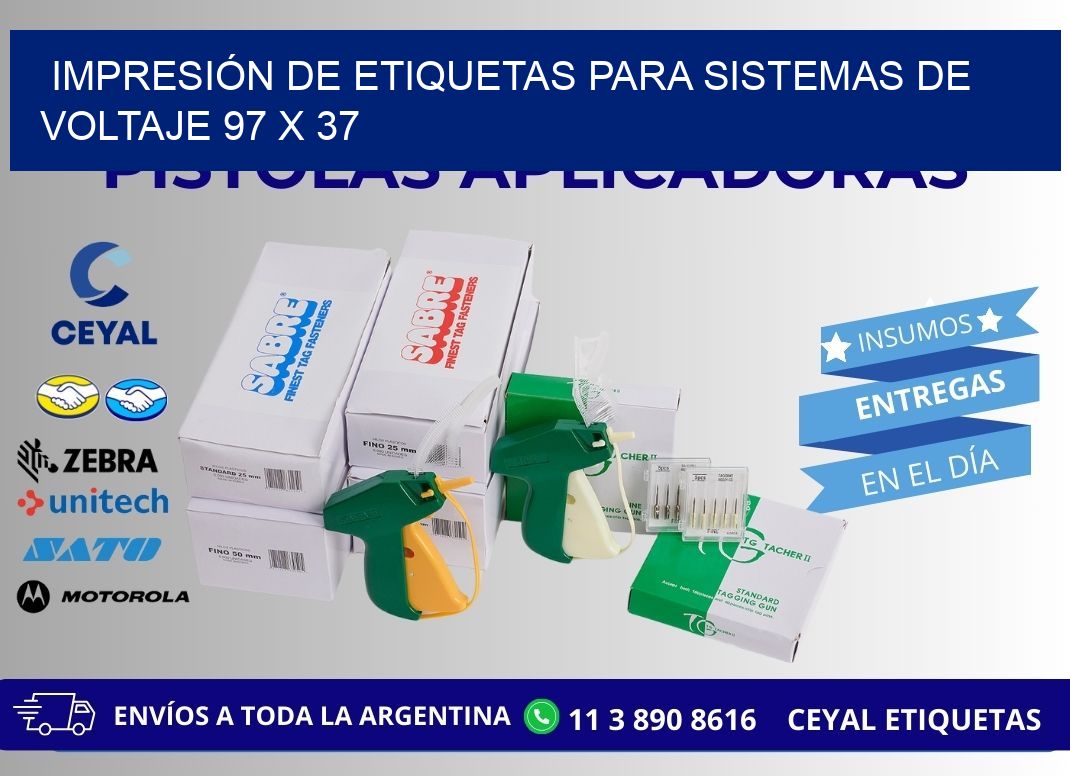 IMPRESIÓN DE ETIQUETAS PARA SISTEMAS DE VOLTAJE 97 x 37