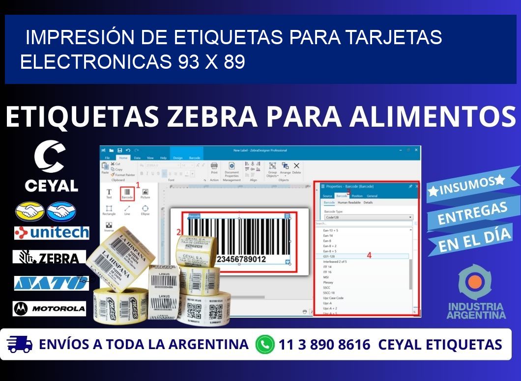 IMPRESIÓN DE ETIQUETAS PARA TARJETAS ELECTRONICAS 93 x 89
