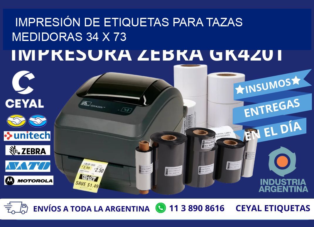 IMPRESIÓN DE ETIQUETAS PARA TAZAS MEDIDORAS 34 x 73