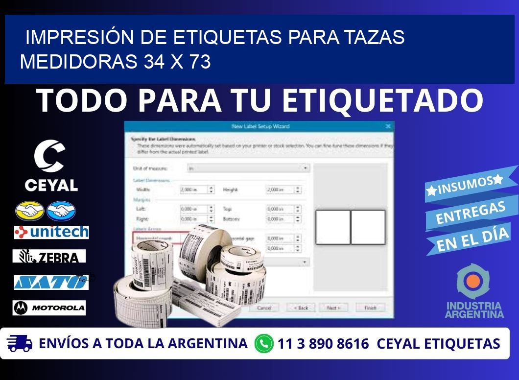 IMPRESIÓN DE ETIQUETAS PARA TAZAS MEDIDORAS 34 x 73