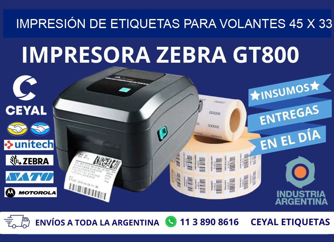 IMPRESIÓN DE ETIQUETAS PARA VOLANTES 45 x 33
