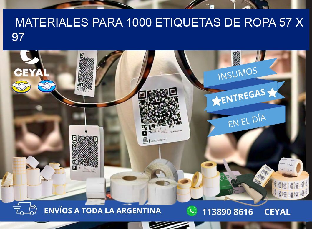 MATERIALES PARA 1000 ETIQUETAS DE ROPA 57 x 97
