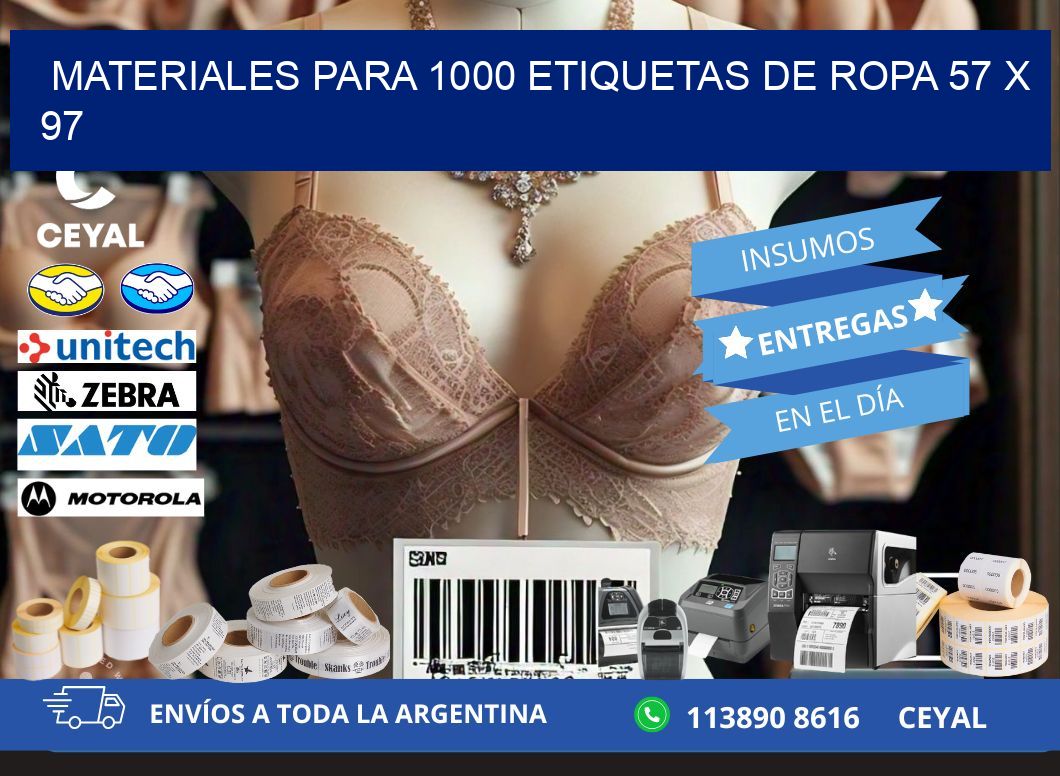 MATERIALES PARA 1000 ETIQUETAS DE ROPA 57 x 97