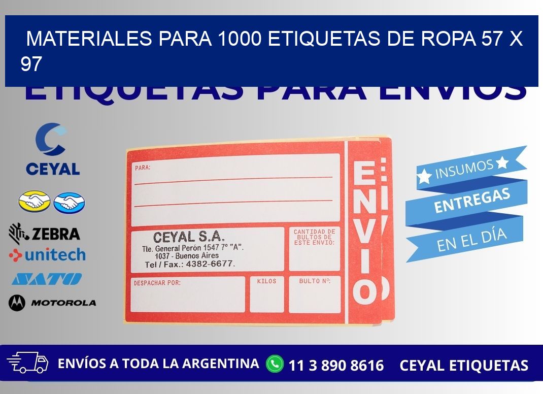 MATERIALES PARA 1000 ETIQUETAS DE ROPA 57 x 97